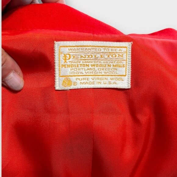 Vintage 80s Pendleton Wool Blazer Red EUC Single Button 12 Shoulder Pads Classic - Picture 3 of 12